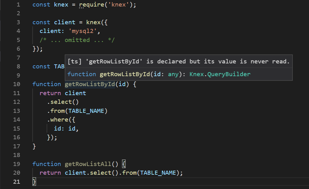 Return type of getRowListById