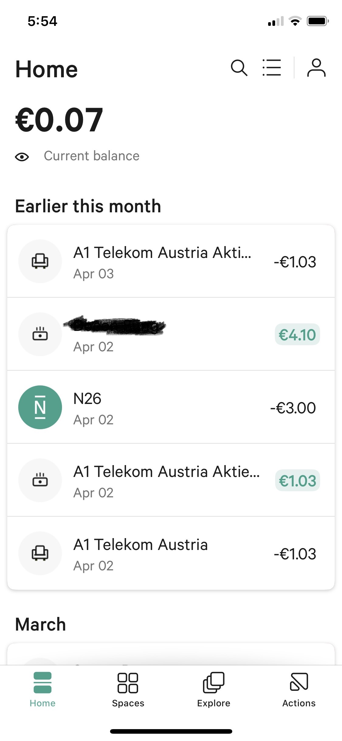 N26 account transactions